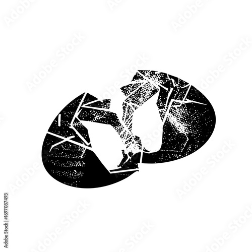 Vector Cracked eggshell reveals emerging form .