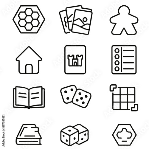 Tracker expansion vector settlement hexagonal rulebook strategy score icon board game development
