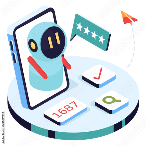 A colored design illustration of mobile robot