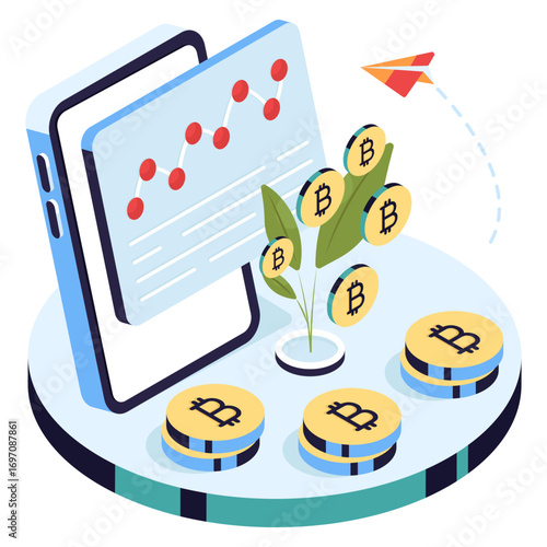 Btc plant illustration in editable design