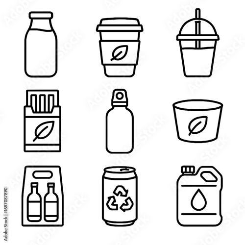 Water beverage icon bamboo eco wine carrier aluminum paper station recyclable packaging