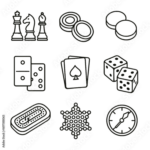 Cribbage dice checkers classic pieces board game backgammon marbles deck vector playing