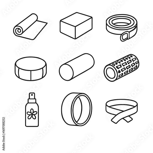 Essential foam tools mat icons band vector yoga meditation wheel icon roller