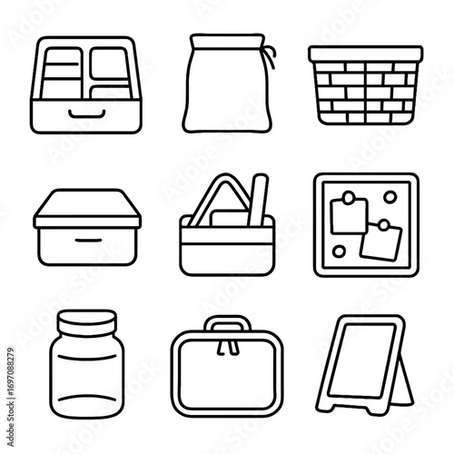 Mindfulness fabric travel caddy icons icon vector organizer jar learning board box