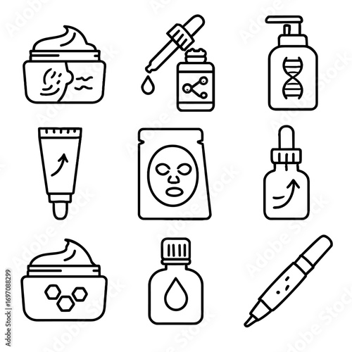 Bottle jar repair cream tube skincare icon anti collagen vector eye aging