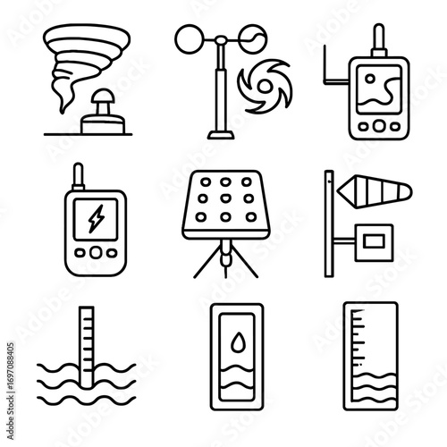 Tracker icon meter severe vector hurricane pressure flood icons surge weather storm