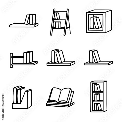 Stand hidden wooden vector icons minimalist icon cube holder book shelf magazine
