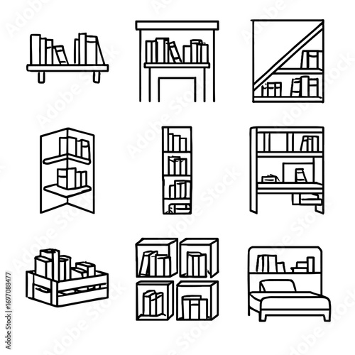 Shelf vector headboard cubes desk compact narrow icon book shelves storage stackable