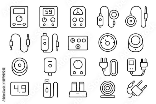 Cord icons tattoo magnetic digital display pedal icon pack vector voltage rca