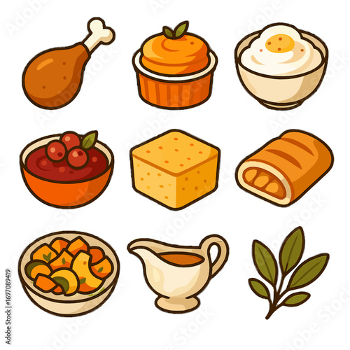 Chutney apple feast icon icons cornbread turkey mashed gravy roast pudding thanksgiving
