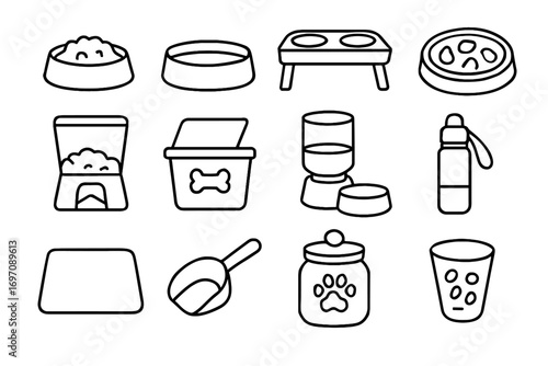 Bottle food icon water bowl jar icons cup scoop vector pet container