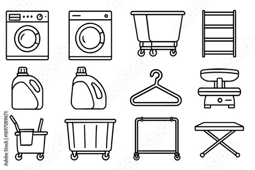 Garment detergent vector laundry bucket jug commercial icons bin rack icon large
