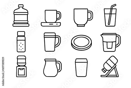 Mug icon tumbler small vector cup workplace hydration tea thermos icons bottle