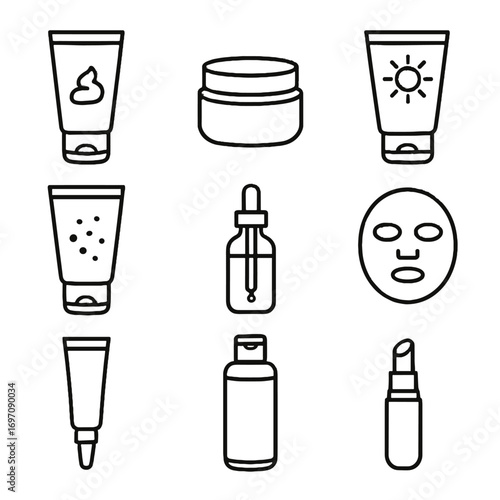 Sheet cleanser vector grid skincare sunscreen eye tube scrub icon icons balm