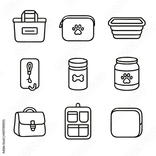 Travel pet pouch icon labeled organizer vector treat storage small gear leash