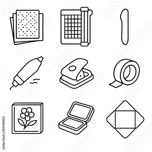 Crafting paper pad decorative icon bone icons tape embossing washi envelope vector