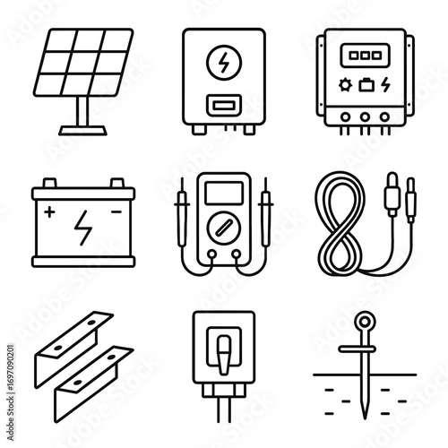 Bank multimeter rod vector solar wiring brackets icon panel switch energy