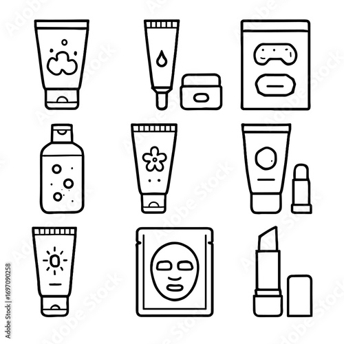 Foaming icons skincare vector toner exfoliating teen treatment icon scrub pack clarifying