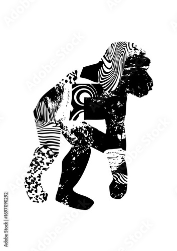 Vector Dynamic primate showcases a powerful gorilla in motion.