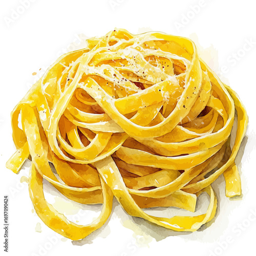 watercolor vector of Pasta, isolated on a white background.
