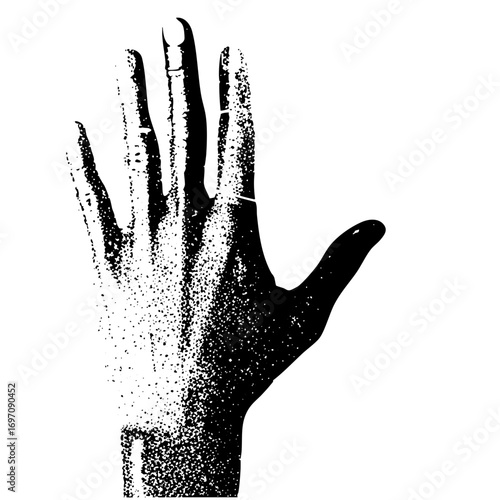 Vector Abstract handprint with dissolving effect.