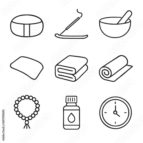 Icon pillow icons cushion prayer incense vector yoga timer singing meditation oil
