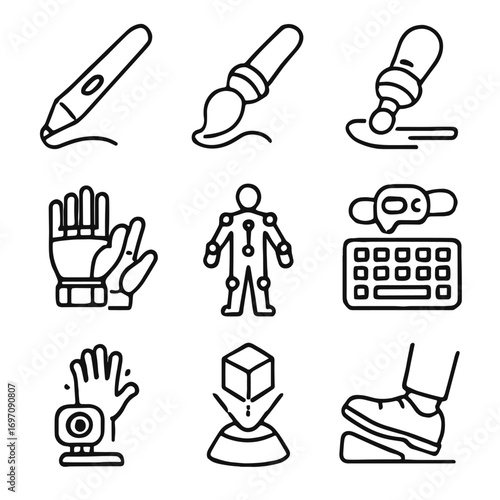 Gloves gadget modeling gesture icon tracker icons input stylus keyboard vector vr