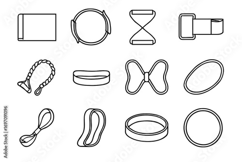 Handles ankle circle icon resistance band long icons vector pilates mini