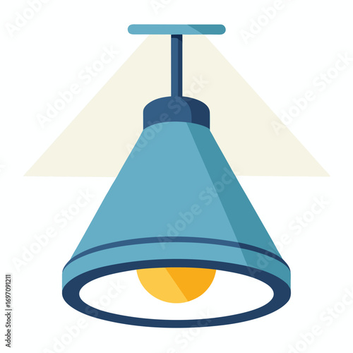 Blue Pendant Light Fixture with Yellow Bulb and Light Rays lamp ceiling