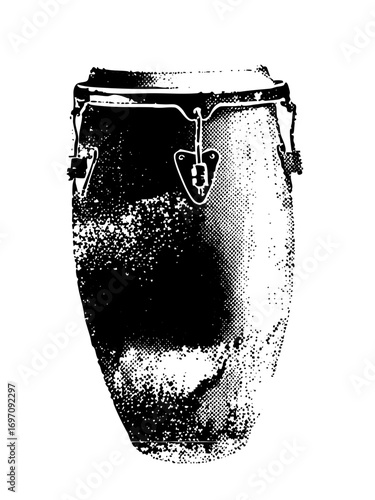 Vector Detailed of a traditional conga drum with metal hardware.