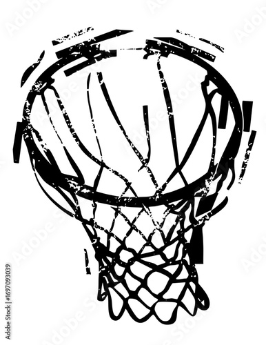 Vector Dynamic basketball hoop with distressed texture.