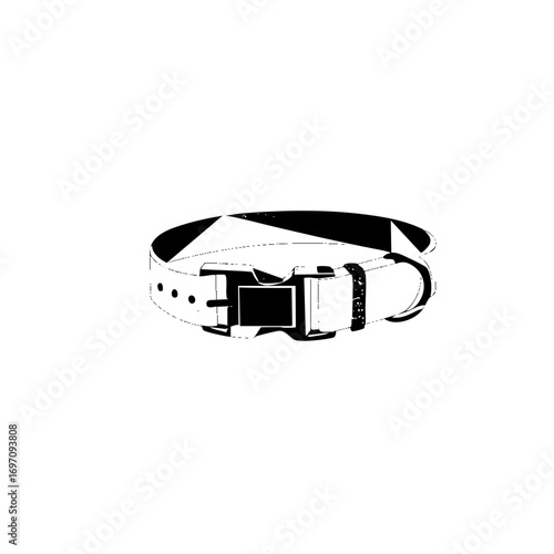 Vector Black and white vector of a classic belt with a buckle.