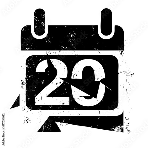 Vector Distressed calendar displays the number twenty-three.