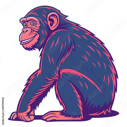 Chimpanzee sitting and looking to the side