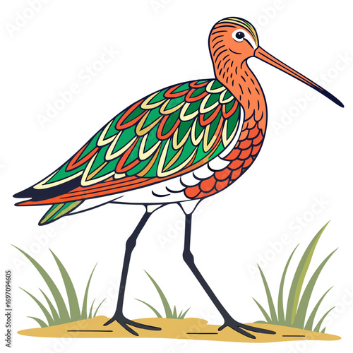 Wading bird with colorful plumage