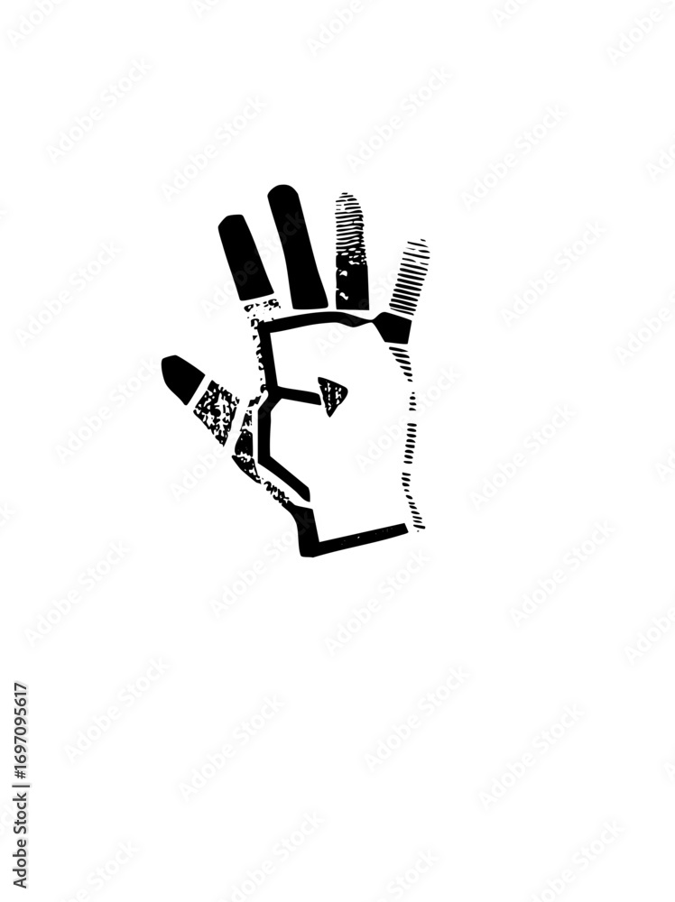 Obraz premium Vector Handprint Silhouette with Bullet