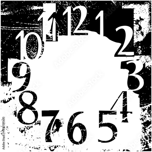 Vector Distressed numeric typography features bold scattered digits.