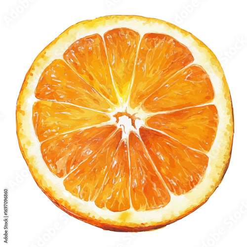Orange, watercolor illustration vector, isolated on a white background.
