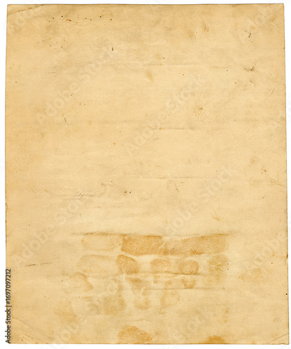 Alter Papierbogen mit brauner Patina im unteren Drittel - distressed paper im wabi-sab look