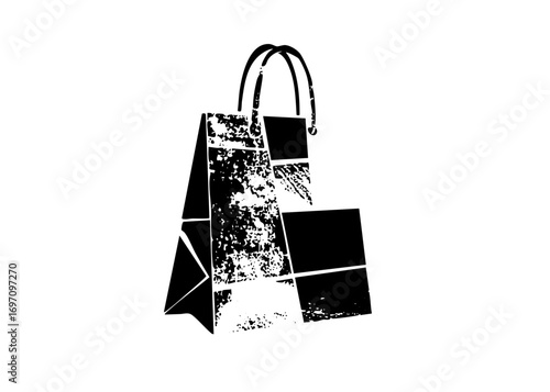 Vector Stacked shopping bags with distressed texture.