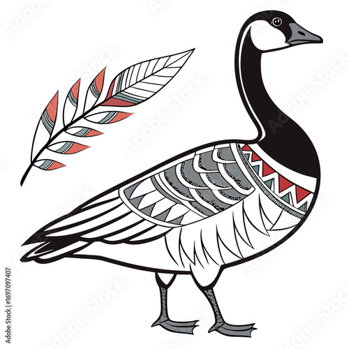 Stylized goose with feather