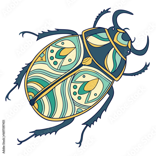 Ornate scarab beetle with intricate patterns