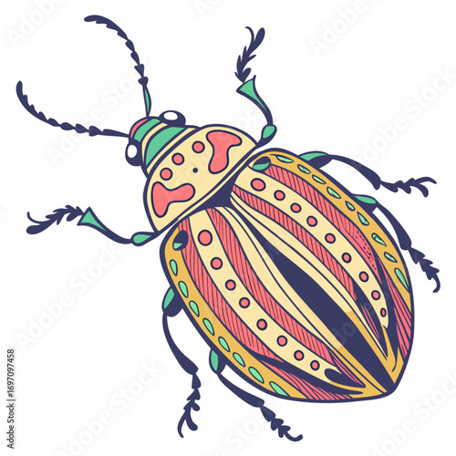 Colorful beetle with decorative patterns