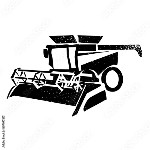 Vector Detailed black of a combine harvester for agricultural themes.