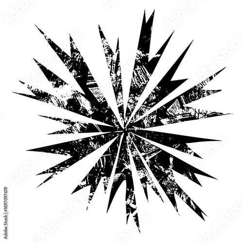 Vector Dynamic burst of jagged distressed vector spikes radiates from a central point.