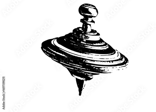 Vector Black and white of a spinning top toy.
