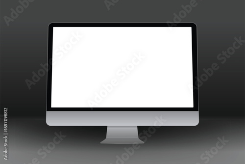 Realistic modern thin frame display computer monitor vector illustration.