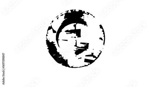 Vector Abstract portrait of a face within a cracked oval frame.