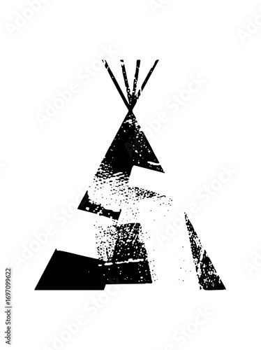 Vector Abstract teepee with distressed texture.