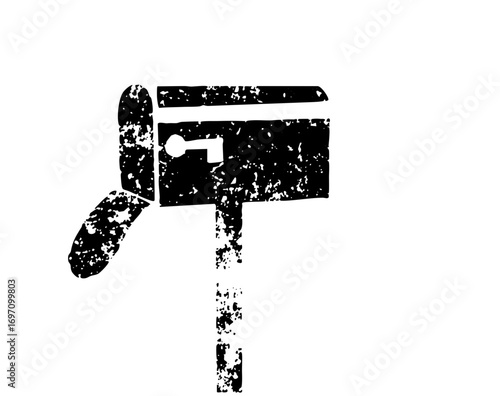 Vector Black silhouette of a classic mailbox with an open flap.